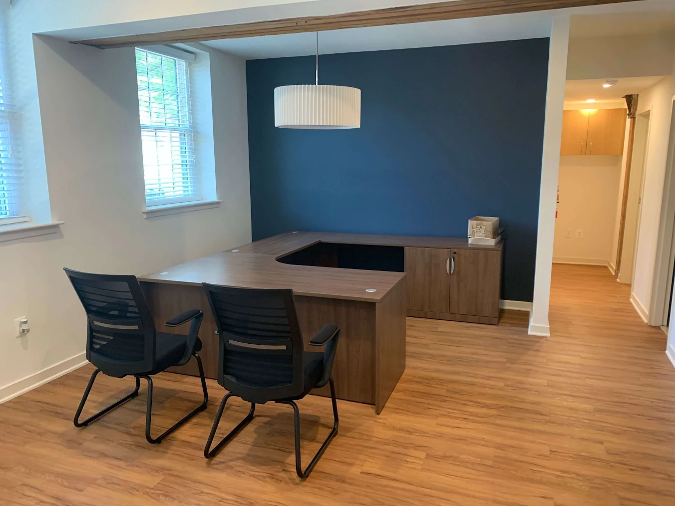Executive office desk and chairs.